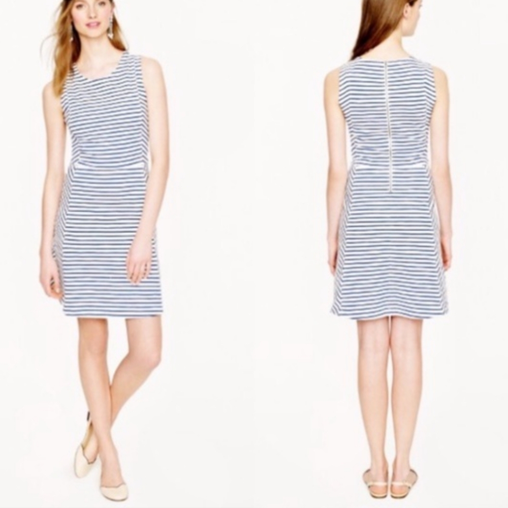 J. Crew Navy and White Combo Stripe Sleeveless Dress Size 0